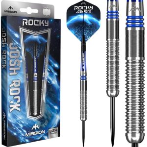 Mission Josh Rock Darts - Steel Tip - 80% Silver & Blue - 23g